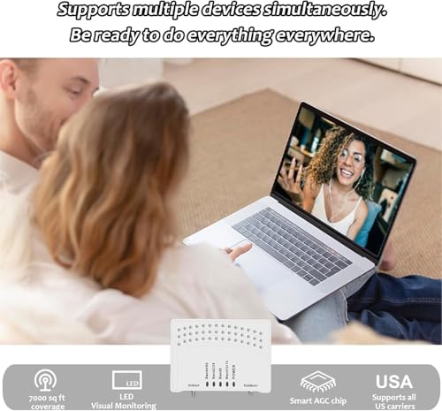 Image of Cell Phone Booster for Home, Up to 7000Sq. Ft,Cell Booster for Rural Area with 2 Indoor Antennas,Boosts 5G 4G LTE for All U.S. Carriers, FCC Approved Cell Phone Signal Booster