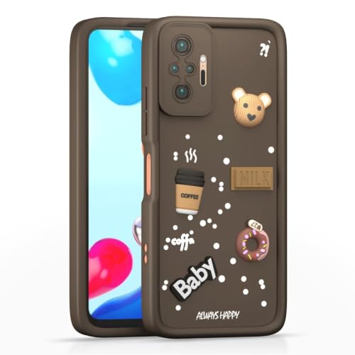 Image of Bintage Cute Fun Ball | Taddy Cartoon 3D Smiley Coffee Cup | Milk Donut | Full Camera Protection Back Cover Compatible for REDMI Note 10 Pro Max - Brown