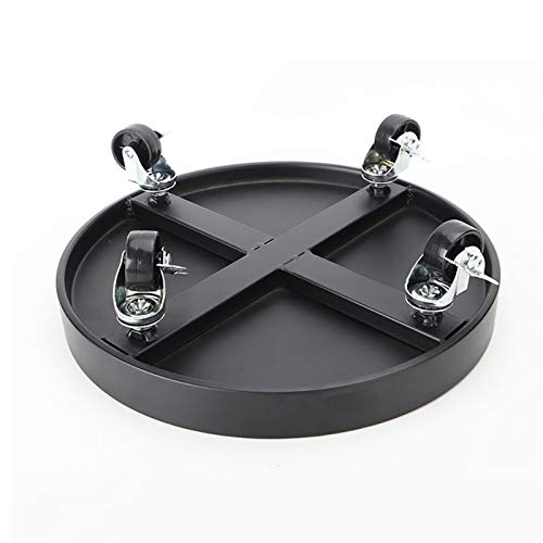 Support robuste pour pots de fleurs ronds avec chariot métallique à roulettes noir