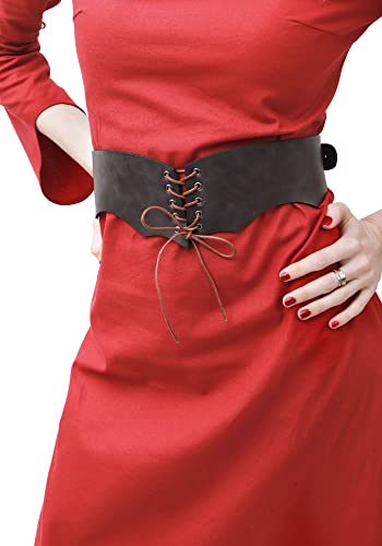VISINE Espartilho feminino Steampunk FURPHI estreito medieval com cadarço de couro sintético na cint