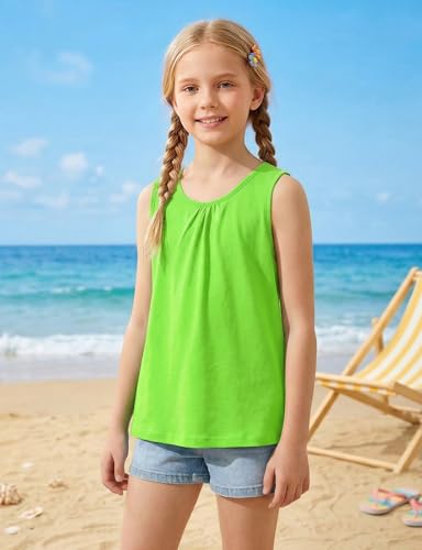 Image of Noomelfish Girls Criss Cross Back Tank Tops Soft Jersey Cotton Sleeveless Shirts (3-12 Years)