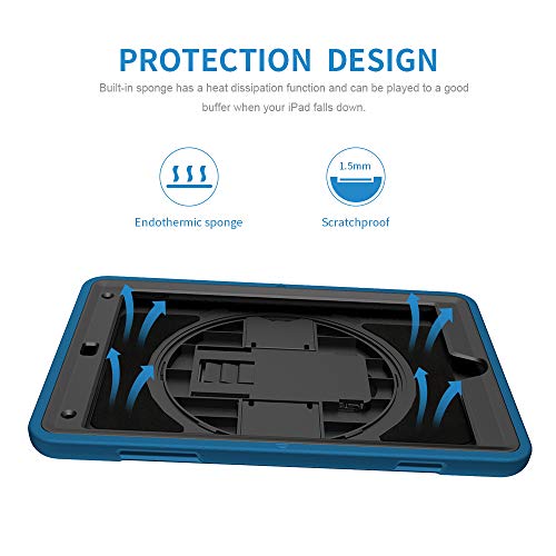 Lobwerk Etui 4 w 1 do Apple iPad (7 generacji) 2019 2020 10,2 cala etui odporne na uderzenia + podstawa + mocowanie r?czne ciemnoniebieskie