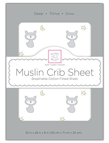 Image of SwaddleDesigns Softest Cotton Muslin Fitted Crib Sheet /Toddler Sheet for Baby Boy & Girl, Sterling Fox & Star