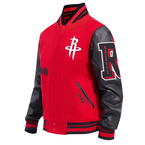 Pro Standard MENS NBA HOUSTON ROCKETS OLD ENGLISH VARSITY JACKET RED/BLACK L - Image 4