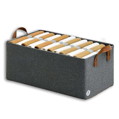 BTfash Foldable Clothes Storage Baskets with Handles | Fabric Storage Organizer Boxes for Wardrobe, Sarees, Shirts, Books, Toys, Stationery, Documents, Blankets, Under Bed & Closet Use Pack of - 1