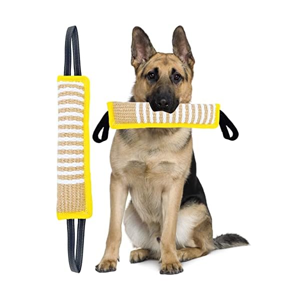 Clysoru-Tug-Toy-for-Dogs-Jute-Bite-Resistant-Pillow-Durable-Training-Equipment-Puppy-to-Large-Dogs-Interactive-Toy-with-2-Strong-Handles-Hemp-Rope-Yellow Aggressive Dog Training Tool: Clysoru Tug Toy