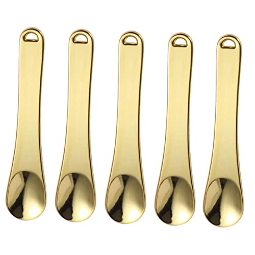 Beaupretty 5個 化粧品美容スプーン ミニスクープ スキンケアツール アイローラー スキンケア用のフェイスツール ミニ化粧 スキンケアスパチュラ 化粧品美容スクープ 亜鉛合金 Golden