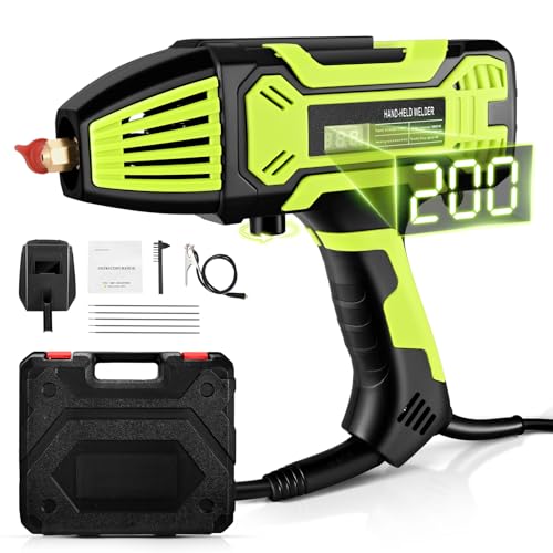 Krovtoy Upgraded Welder, 220V Handheld Welder with LED Display, IGBT Inverter, 10-200Amp 6-Level Variable Current Adjustment, Suitable for 3/32″- 1/8″ (2.5-3.2mm) Wire Welder Kit (Green)