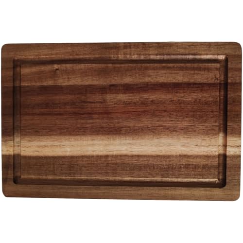 FUANA Bandeja cuadrada de madera maciza de acacia para café, postre, panadería, 38 x 26 x 1,5 cm, color marrón, compatible con mesas modernas