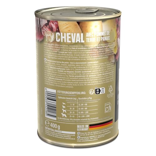 BELCANDO Nassfutter für Hunde, Pferd mit Kartoffel, 6X 400g Dose, Hundefutter nass, für alle Rassen, Made in Germany