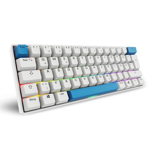Sharkoon Skiller SGK50 S4 Gen2 PBT Blanc Gateron G-Pro Yellow 60 % disposition allemande