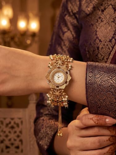 Image of Gold Plated Ethnic Watch For Women And Girls | Stylish Fashion Watch | Quartz Movement | Elegant Gift for Women