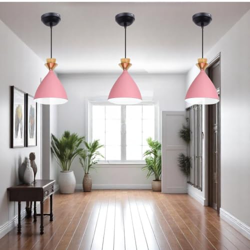 Image of Modern Pink Dome Hanging Pendant Light for Ceiling, Aluminium, Antique Decor, E-27 Holder, Bulb is not Included,Pack of 2
