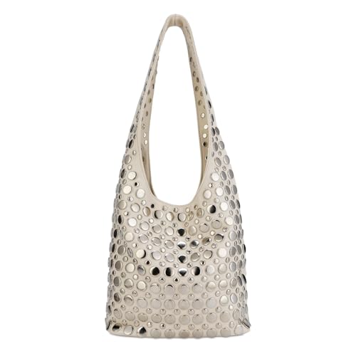 Studded Y2K Purses for Women Punk PU Leather Shoulder Hobo Bags Trendy Underarm Tote Handbags