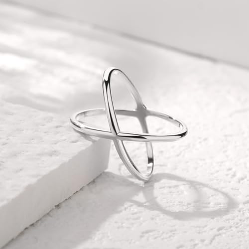 Gold X Ring Criss Cross Rings for Women Skinny Eternity Silver Fashion Statement Stainless Steel High Polished Enhancer Finger Knuckle Jewelry Gifts4