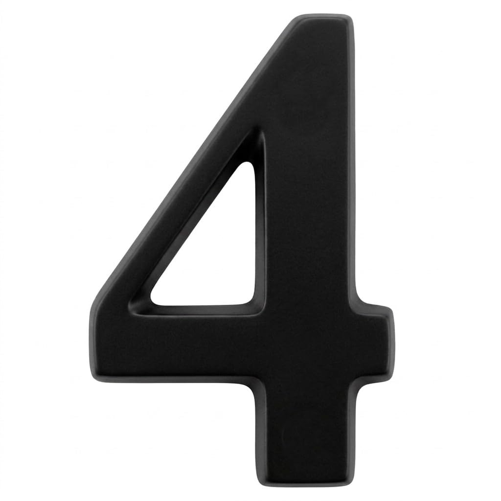 3" Self Adhesive Door Number, Times Roman, Black, 4