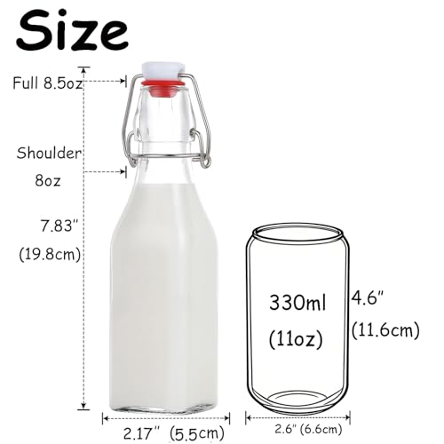 Swing Top Glass Bottles 8 oz with Airtight Lids for Home Brewing, Kombucha, Kefir, Vanilla Extract, Beer, Oil, Vinegar, Homemade Juices, Water,Soda Set of 9 - Image 4