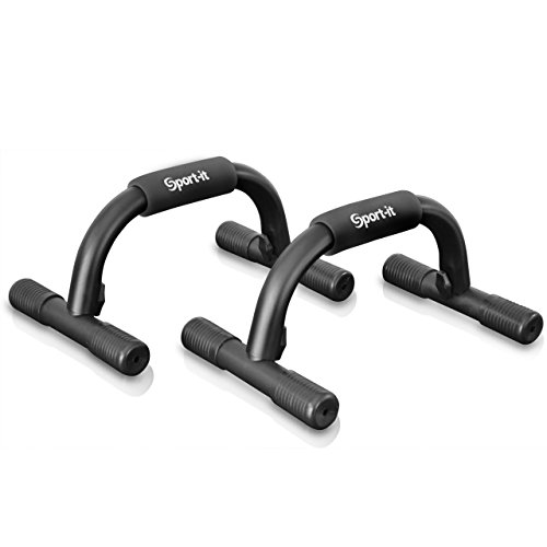 Push Up Bars + Bonus Resistance Band and Workout Guide | Sport-it Fitness Portable Pushup Stands for Men + Women - Stronger Safer Deeper Push-Ups