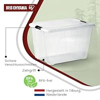 Iris Ohyama Aufbewahrungsboxen mit Deckel, 60L, 2er-Set, Transparent, Sicherer Verschluss, Stapelbar, Griffe, für Schlafzimmer, Schrank, Organisation, BPA-freies Plastik, Ordnungsboxen, NTB-60 – Ansicht 4