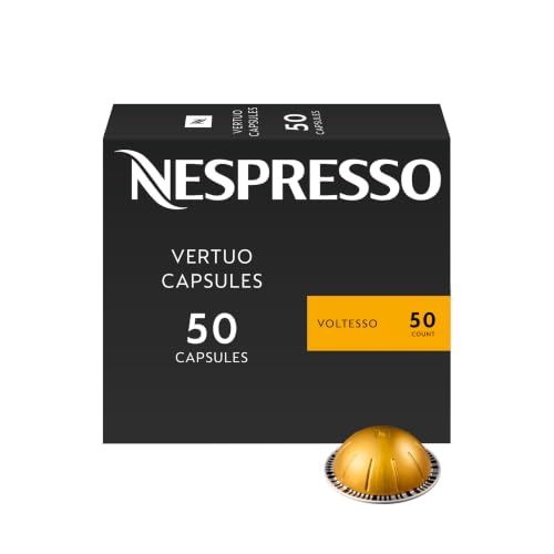 Nespresso Capsules Vertuo, Voltesso, Mild Roast Espresso, 50-Count Espresso Pods, Brews 1.35oz.