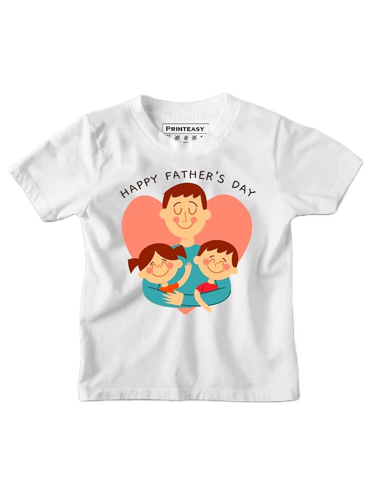 PrintEasy® Happy Father's Day Dad Cotton Round Neck Short Sleeve Unisex Kid T-Shirt for Boys & Girls