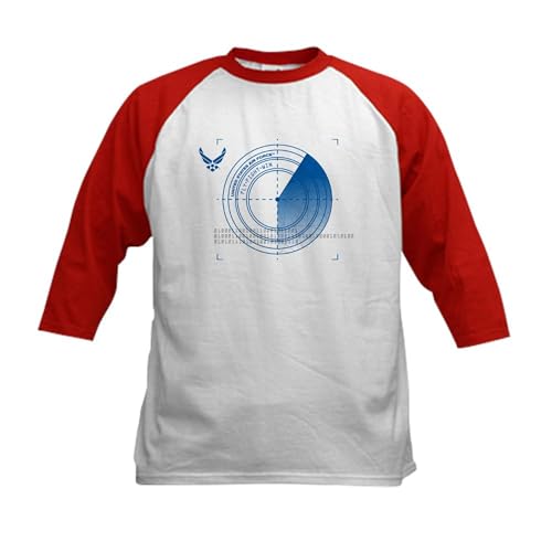 CafePress USAF Fly Fight Win Kids Baseball Tee Kids Cotton Baseball Jersey, 3/4 Raglan Sleeve Shirt Red/White