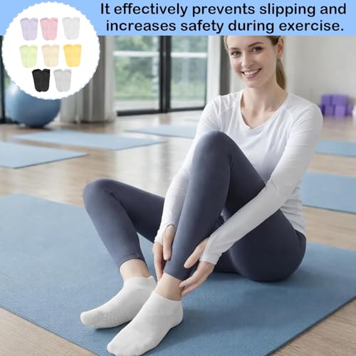 GuBaoZhuo Lot de 8 paires de chaussettes antidérapantes pour femme - 39-42 - Chaussettes de yoga douces en coton - Chaussettes antidérapantes pour femme - Ballet, danse, fitness, rééducation à la – vue 6