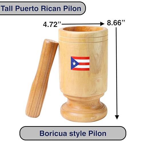 Authentic Puerto Rican Pilon for Tall Cooking | Tall Wood Mortar & Pestle