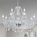 Baotree Modern Elegant 15 Lights K9 Crystal Glass Chandelier Pendant Ceiling Lighting European Style for Dining Living Room Bedroom Transparent,15 E12 Bulbs Required