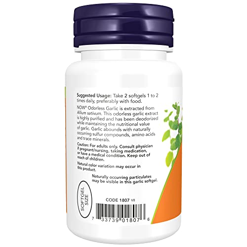 Now Supplements, Odorless Garlic (Allium Sativum), Concentrated Extract, 100 Softgels #TOP2