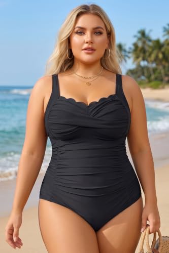Image of Plus Size One Piece Swimsuit- Tummy Control Full Coverage Bathing Suit