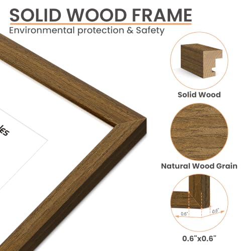 Image of upsimples 5x7 Picture Frame Solid Wooden, Nursery Decor, 1Pack Brown | 100% Solid Wood, Fit 4x6 with Mat and 5 x 6 Photo, Wall Decor or Tabletop Display, Safe For Nursery Kids Room