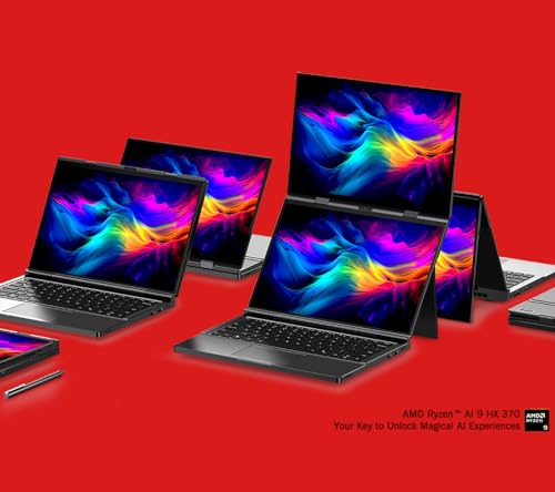 GPD Laptop com tela OLED dupla, tela sensível ao toque de 13,3 polegadas, resolução de tela de 2,8 K