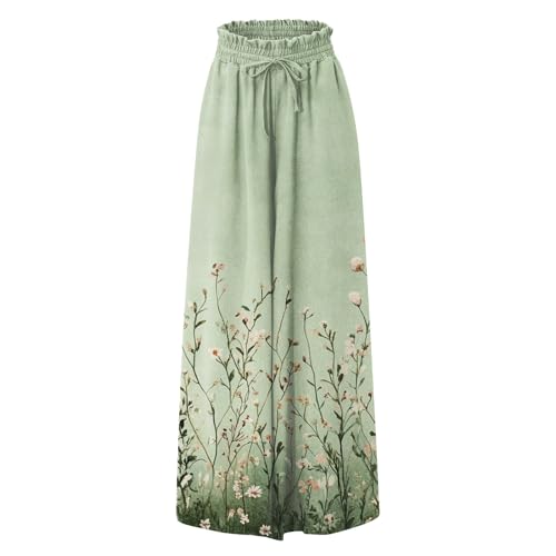 Women Casual High Waist Wide Leg Pants Summer Long Palazzo Pants Flowy Pants for Women Lounge Beach Trousers with Pocket2