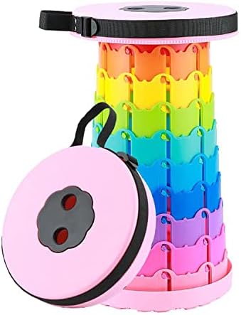 xuxinpai Folding Stool for Outside Camping Stool Foldable Collapsible Stool Telescopic Stool Outdoors Portable Stool for Hiking, Gardening, Queuing, Fishing, BBQ (Pink2)