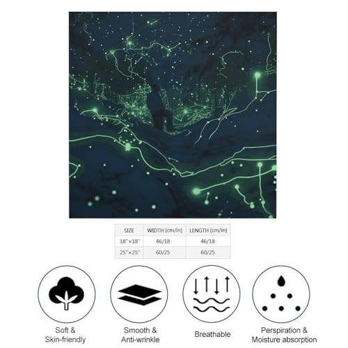 25" Silk Like Head Scarf for Women Fashion Square Glow in The Dark Bandana Pack Neckerchief Boho Sleeping Headscarf Hair Wrap Headband Satin Neck Scarfs for Bag Purse Hair Scarves2