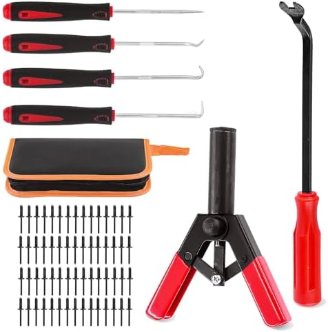 GLARKS 42Pcs Plastic Rivet Gun Set, Fastener Removal Tool And Universal