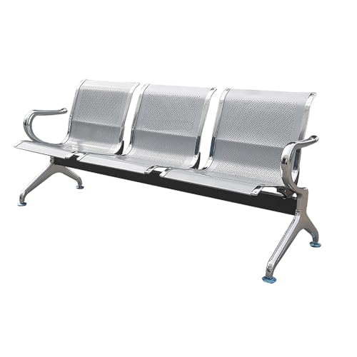 Image of Three Seater Waiting Area Chair, MS Chrome Finish, for Hospital Clinic Reception School University College Garden Public Places Tampels