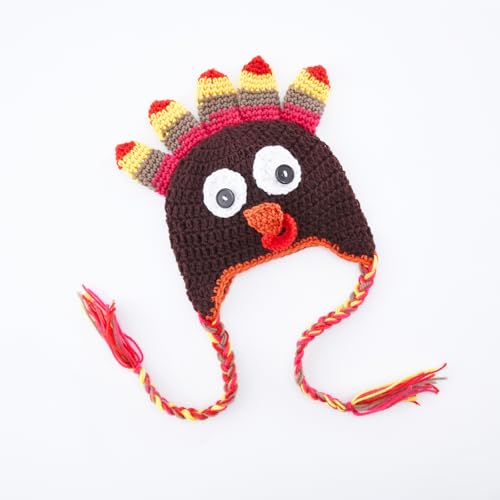 Baby Turkey Hat Toddlers Kids Winter Warm Knitted Earflap Beanie Cap Thanksgiving Photo Props3