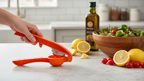 Image of Heavy Duty Manual Lemon Squeezer | Hand Press Citrus Juicer with Deep Bowl Design | Non-Slip Grip | Seed-Free Juice Extractor for Lemon, Lime & Orange | Kitchen Tool