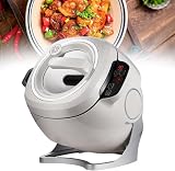 Automatic Cooking Machine 6L 2000W, 360° Drehung Touchscreen Automatischer Rührbrat-Roboter für die Küche, Multifunktionaler Smart-Topf für die Familie mit 3 Leistungsstufen & Sicherheitsschutz,110V