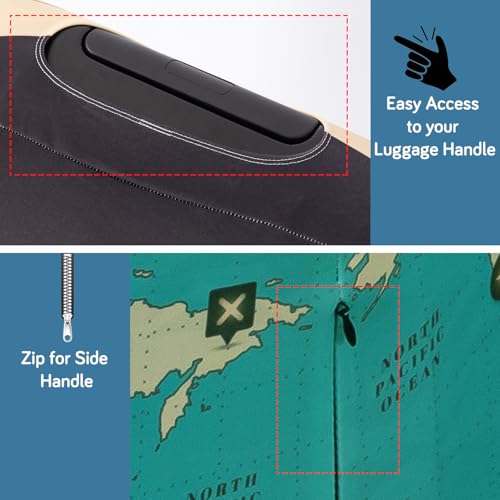 Image of HOKIPO Suitcase Covers for Trolley Suitcase, 220gsm Durable and Washable, Large (26-27inch) - Adventure Atlas (AR-6345-D1)