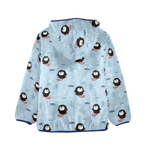 Penguin Skiing Girls Fleece Jacket Girls Fall Jacket Girls Zip Up Hoodie Girls Sherpa Jacket 2-10T2