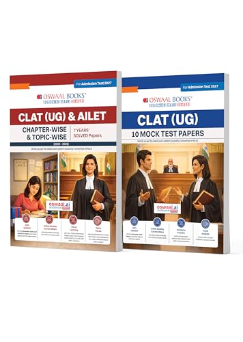 Image of Oswaal CLAT (UG) and AILET 7 Years' Chapter-wise and Topic-wise Solved Papers + 10 Mock Test Papers (Set of 2 books) | For 2027 Admission Test