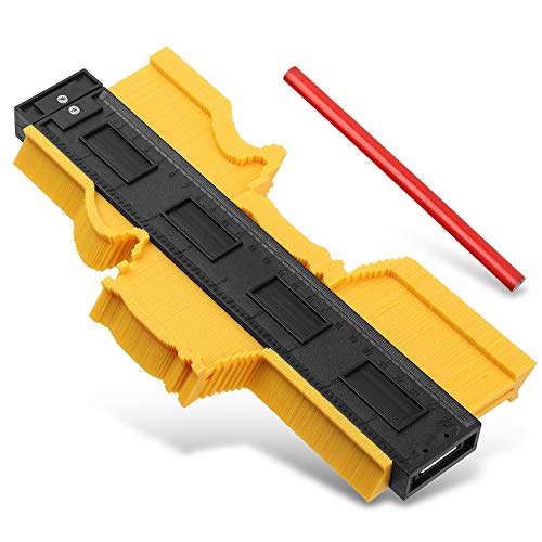 Contour Gauge Plastic Contour Duplicator Tool, Profile Gauge General Tools Copy Irregular Shapes Precise Measurement, Tiling Laminate Wood Marking Tool, Pipe Frame Gauge for Easy Cutting(10 Inch)