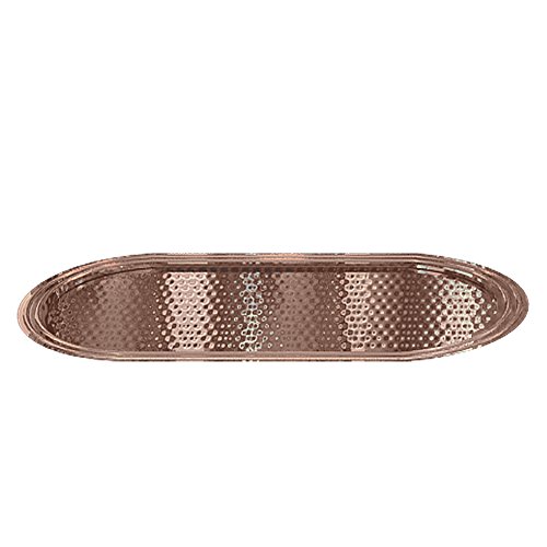 Nu Steel Copper Hudson Collection Amenity Metal Cosmetic Organizer, Hand Towel Storage Tray Dispenser, Bathroom Vanity Countertop, Hammered Finish #TOP9