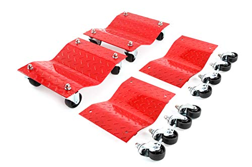 4 - Red 12 Inches Tire Premium Skates Wheel Car Dolly Ball Bearings Skate Makes Moving A Car Easy Furniture Movers #TOP2