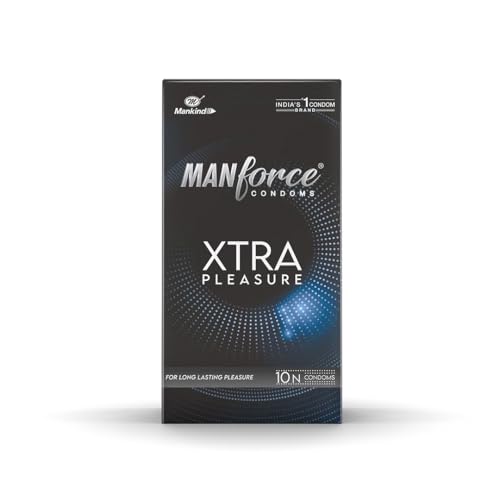 Image of Manforce Xtra Pleasure Xtra Dotted Climax Delay Condoms, Unflavoured, 10 Pcs (Pack of 1)