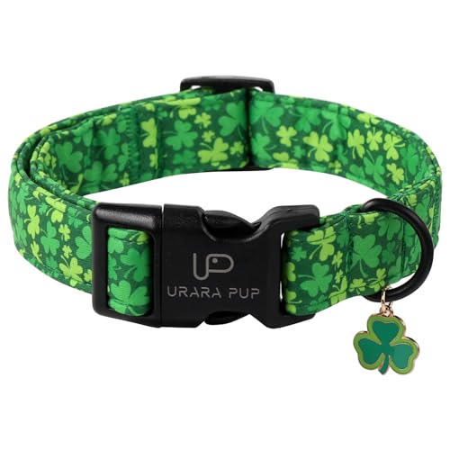 Image of St. Patrick's Day Dog Collar, Lucky Clover Pet Collar with Quick Release, Comfortable Adjustable Shamrock Puppy Collar for Small Medium & Large Dogs