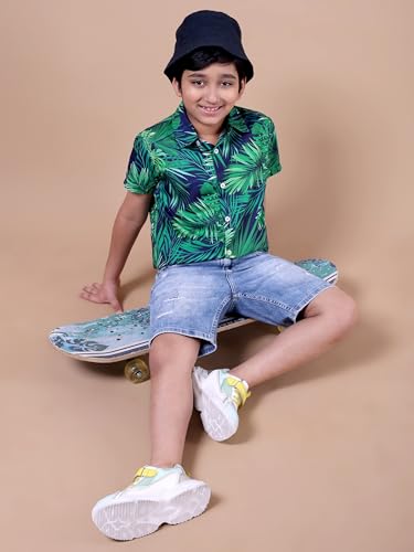 Image of Boys Printed Casual Shirt Short Sleeve Button Down Beach Shirt for Kids
